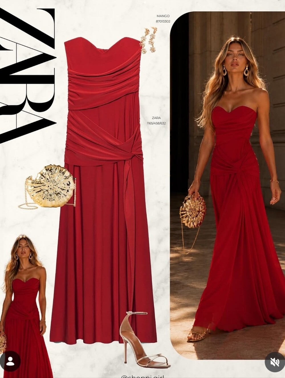 Zara Maxi Draped Dress Red NWT